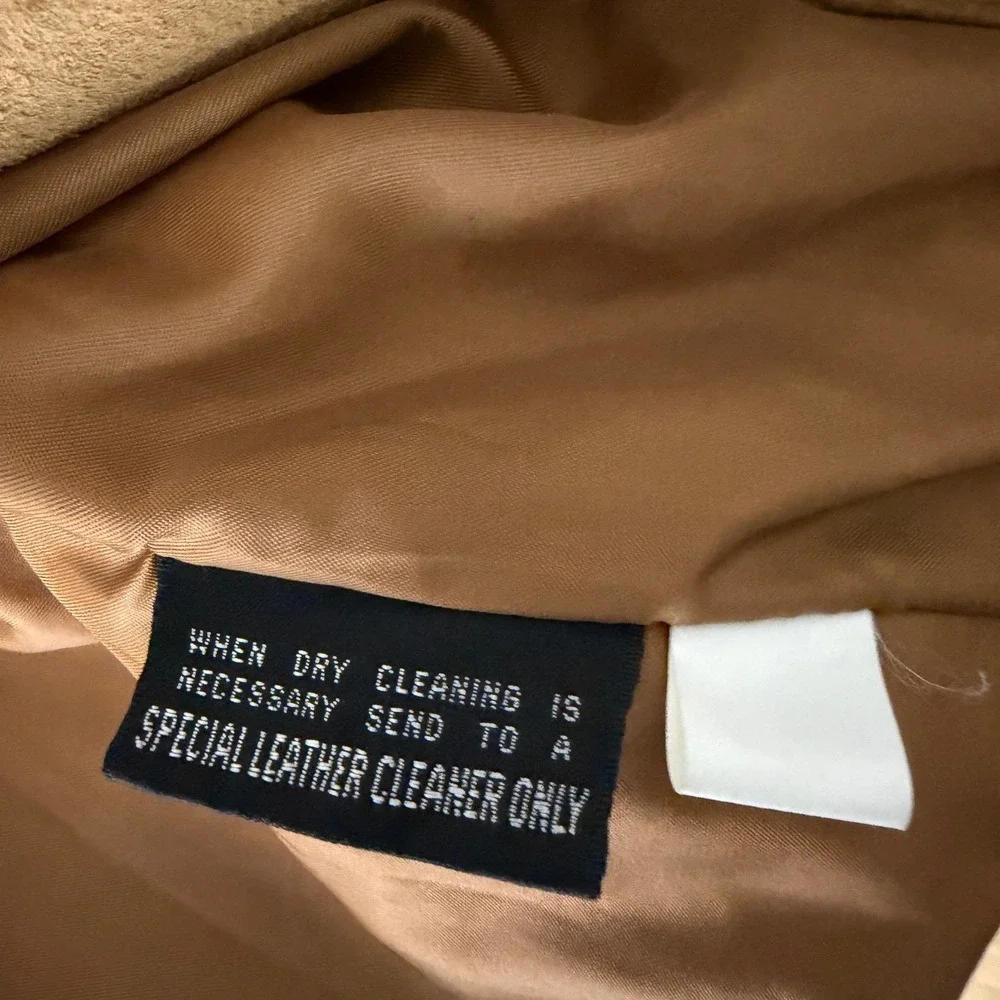 L.A. Studio Suede Fringe Zip Front Tie Belt Jacket Tan Western Boho‎ Festival S - Picture 6 of 16